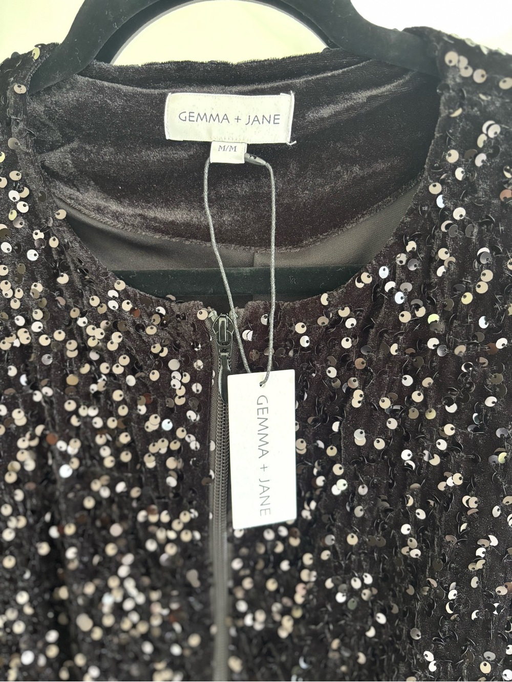 Black Sequin Bomber Jacket - Picture 3 of 3
